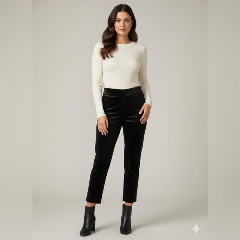 NWOT J. Crew Women’s 0 Jamie Drapey Velvet Black Ankle Crop Dress Pants XXS